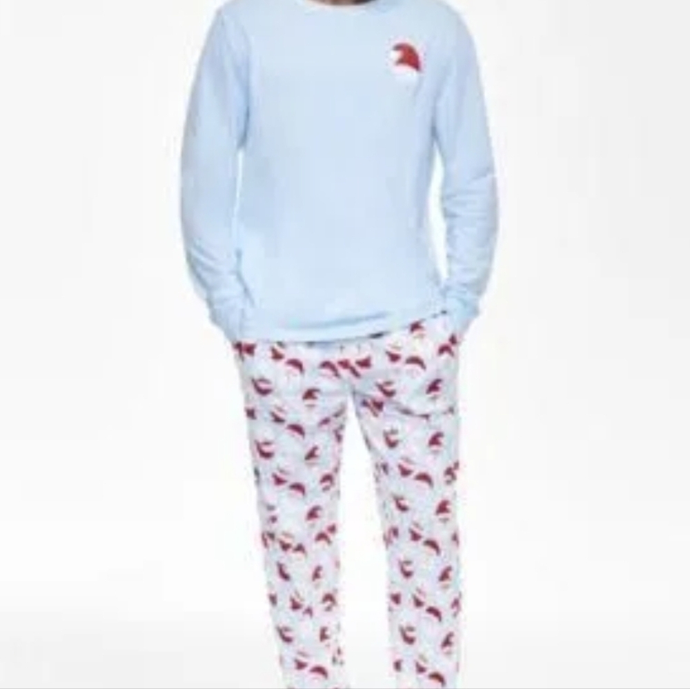 Macys Pajamas with Red Santa Pattern M NWT